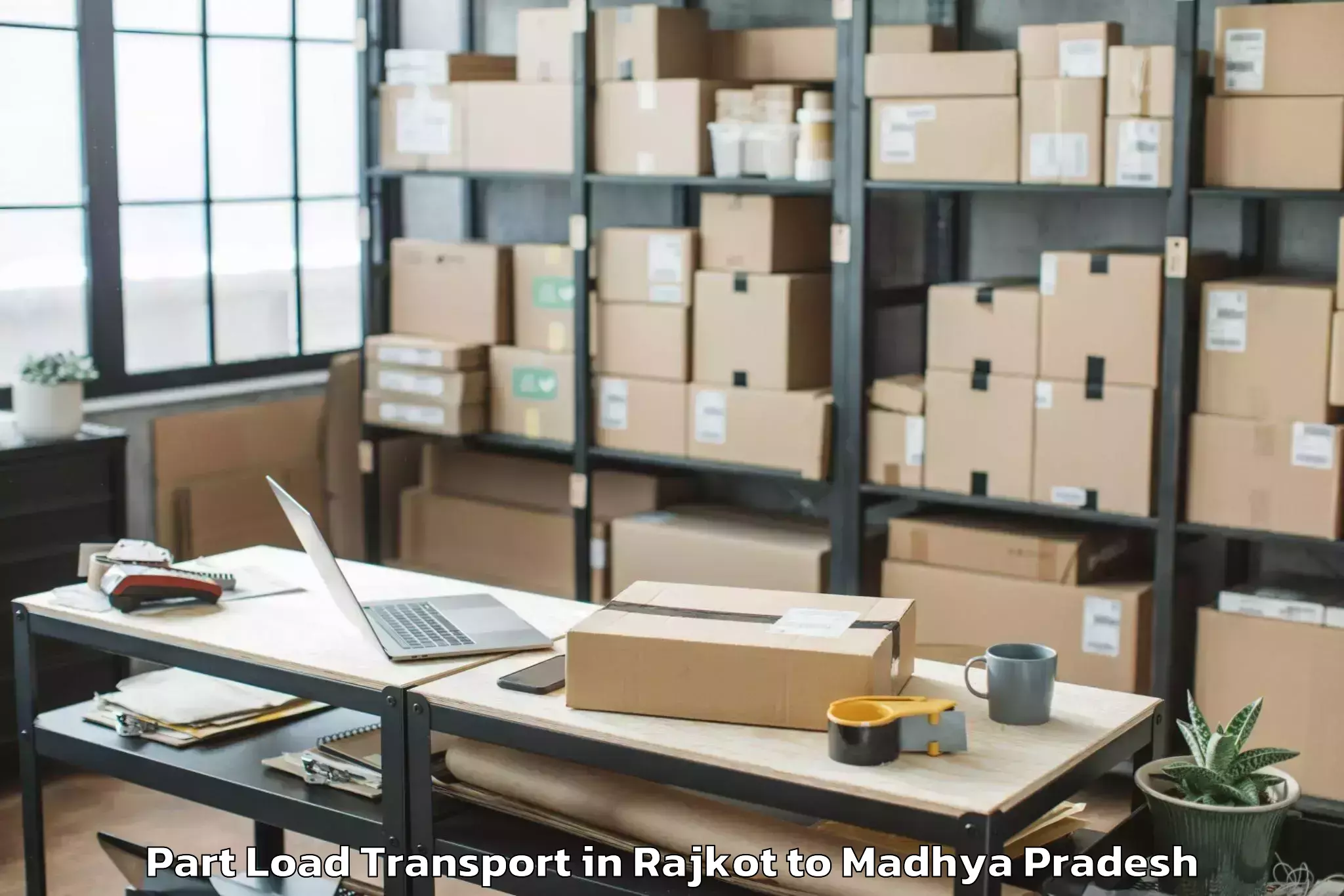 Top Rajkot to Mauganj Part Load Transport Available